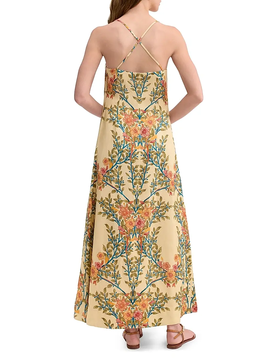 REBECCA TAYLOR Women's Cleo Printed Linen-Blend A-Line Maxi Dress | Thumbnail 4 REBECCA TAYLOR Women's Cleo Printed Linen-Blend A-Line Maxi Dress | Thumbnail 4