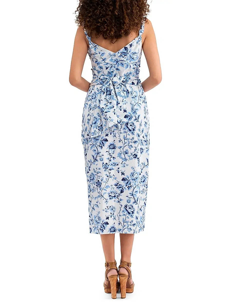 REBECCA TAYLOR Women's Emelia Floral Cotton Wrap Midi-Dress | Thumbnail 4 REBECCA TAYLOR Women's Emelia Floral Cotton Wrap Midi-Dress | Thumbnail 4
