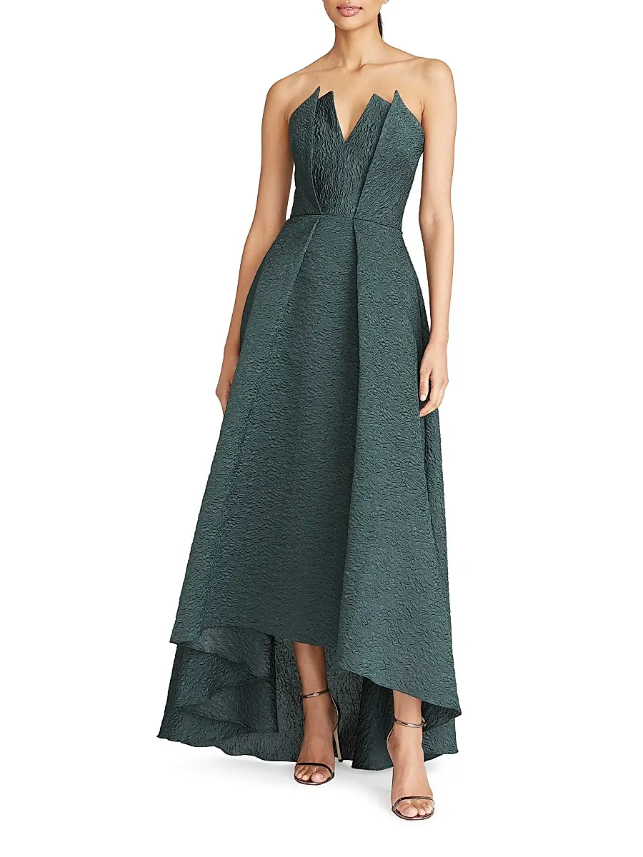 THEIA Women's Imogen Strapless High-Low Jacquard Gown | Thumbnail 3 THEIA Women's Imogen Strapless High-Low Jacquard Gown | Thumbnail 3