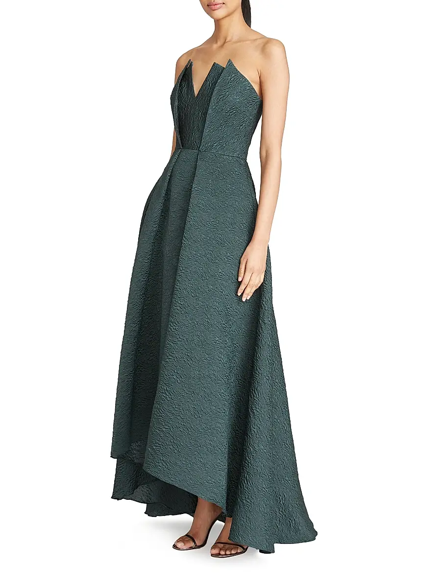 THEIA Women's Imogen Strapless High-Low Jacquard Gown | Thumbnail 4 THEIA Women's Imogen Strapless High-Low Jacquard Gown | Thumbnail 4