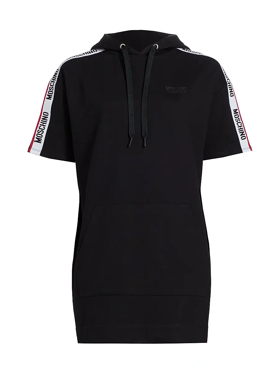 MOSCHINO Women's Mos Under Donna-Velmar Hooded Minidress - Black | Image 1 MOSCHINO Women's Mos Under Donna-Velmar Hooded Minidress - Black | Image 1
