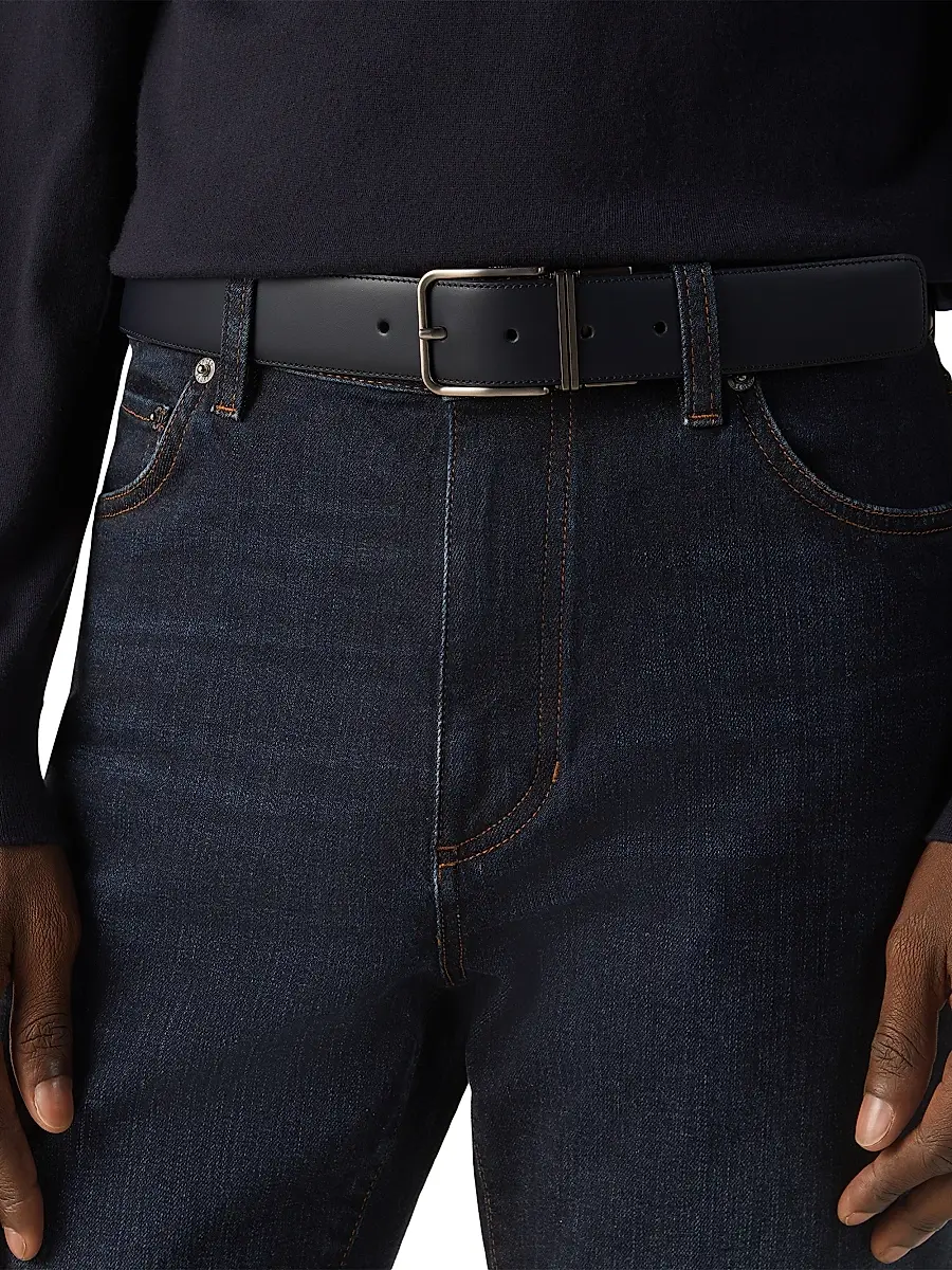 Zegna Men's Reversible Leather Belt | Thumbnail 2