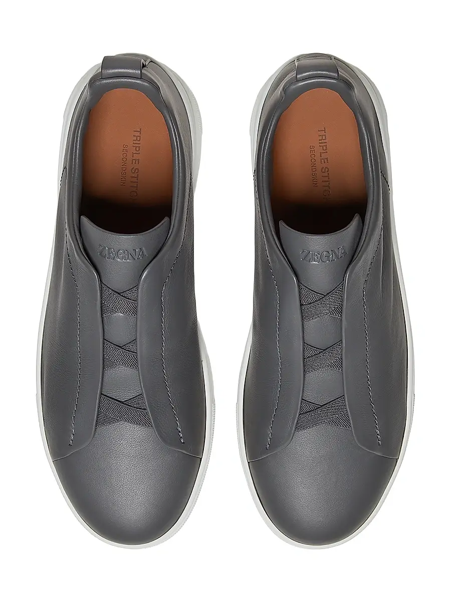 Zegna Men's Secondskin Triple Stitch Sneakers | Thumbnail 3 Zegna Men's Secondskin Triple Stitch Sneakers | Thumbnail 3