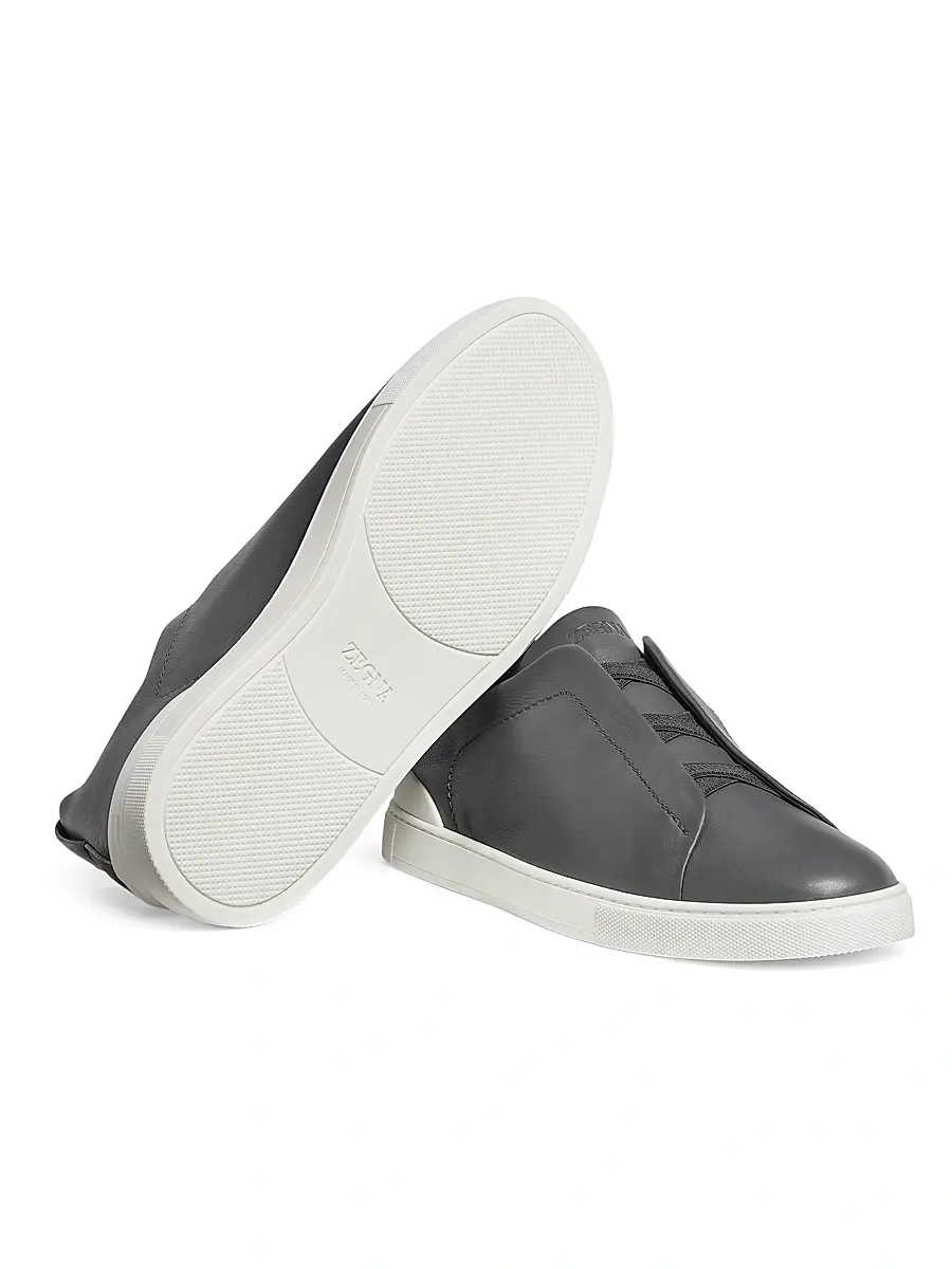 Zegna Men's Secondskin Triple Stitch Sneakers | Thumbnail 4 Zegna Men's Secondskin Triple Stitch Sneakers | Thumbnail 4