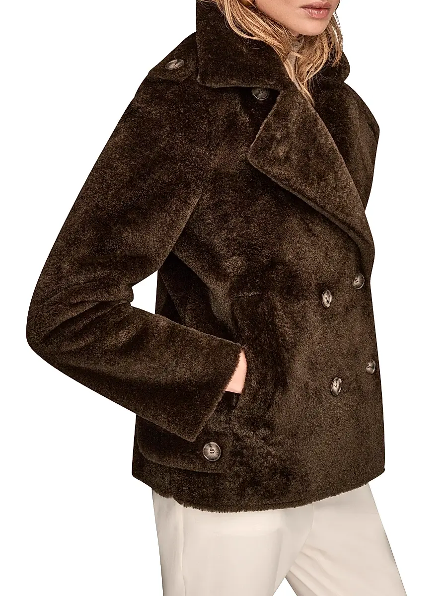 Donna Karan New York Women's Faux-Fur Double-Breasted Coat | Thumbnail 3 Donna Karan New York Women's Faux-Fur Double-Breasted Coat | Thumbnail 3