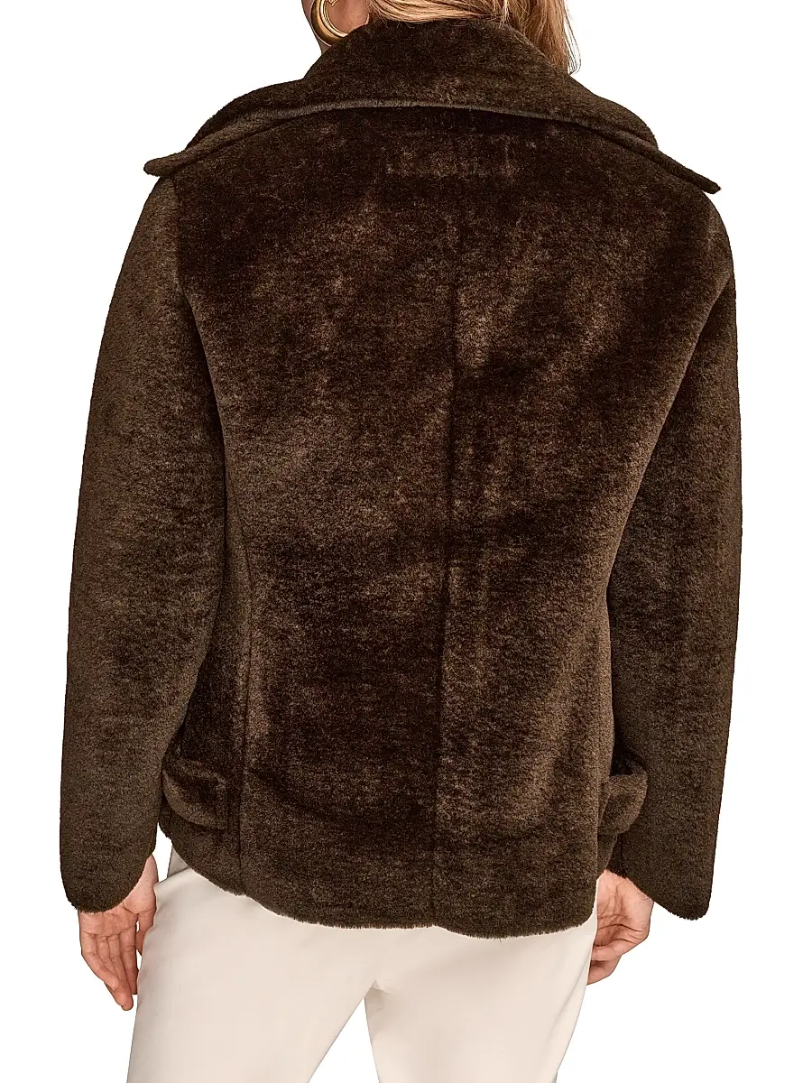 Donna Karan New York Women's Faux-Fur Double-Breasted Coat | Thumbnail 4 Donna Karan New York Women's Faux-Fur Double-Breasted Coat | Thumbnail 4