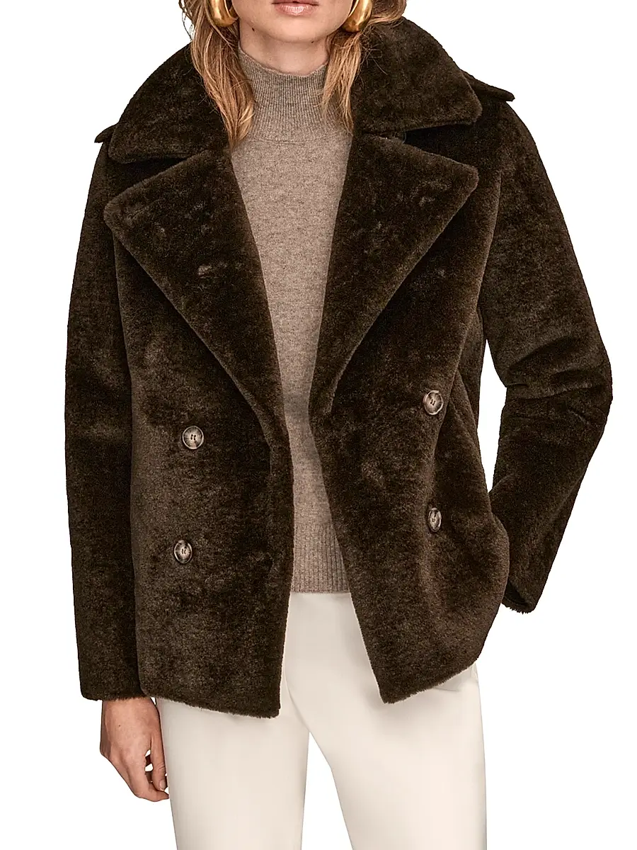 Donna Karan New York Women's Faux-Fur Double-Breasted Coat | Thumbnail 5 Donna Karan New York Women's Faux-Fur Double-Breasted Coat | Thumbnail 5