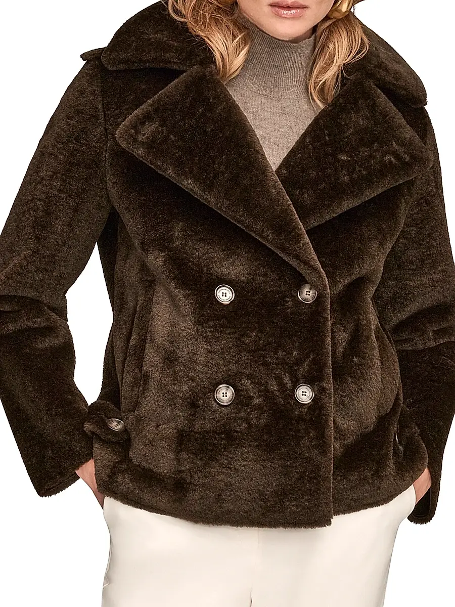 Donna Karan New York Women's Faux-Fur Double-Breasted Coat | Thumbnail 6 Donna Karan New York Women's Faux-Fur Double-Breasted Coat | Thumbnail 6