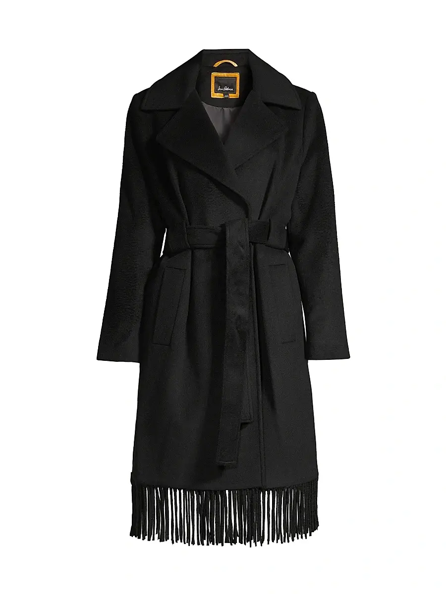 Sam Edelman Women's Fringe Wrap Coat - Black - Size 8 | Image 1 Sam Edelman Women's Fringe Wrap Coat - Black - Size 8 | Image 1
