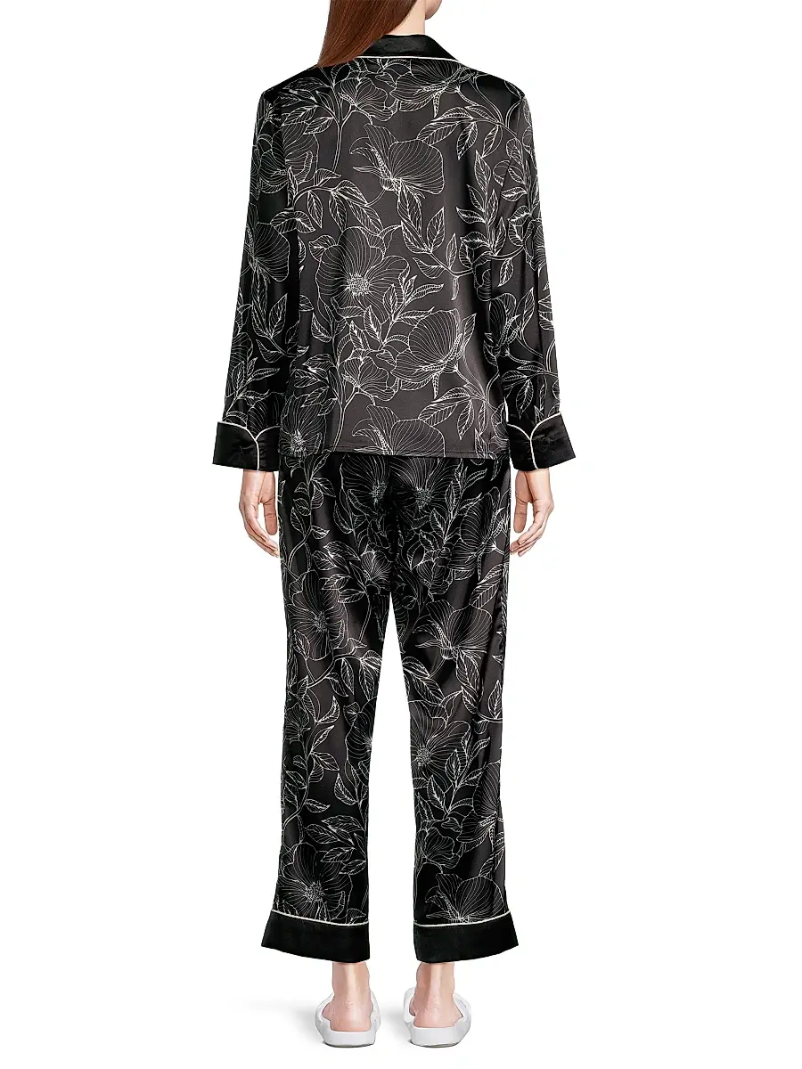 Averie Women's Leaf Print Long Pajama Set | Thumbnail 5 Averie Women's Leaf Print Long Pajama Set | Thumbnail 5