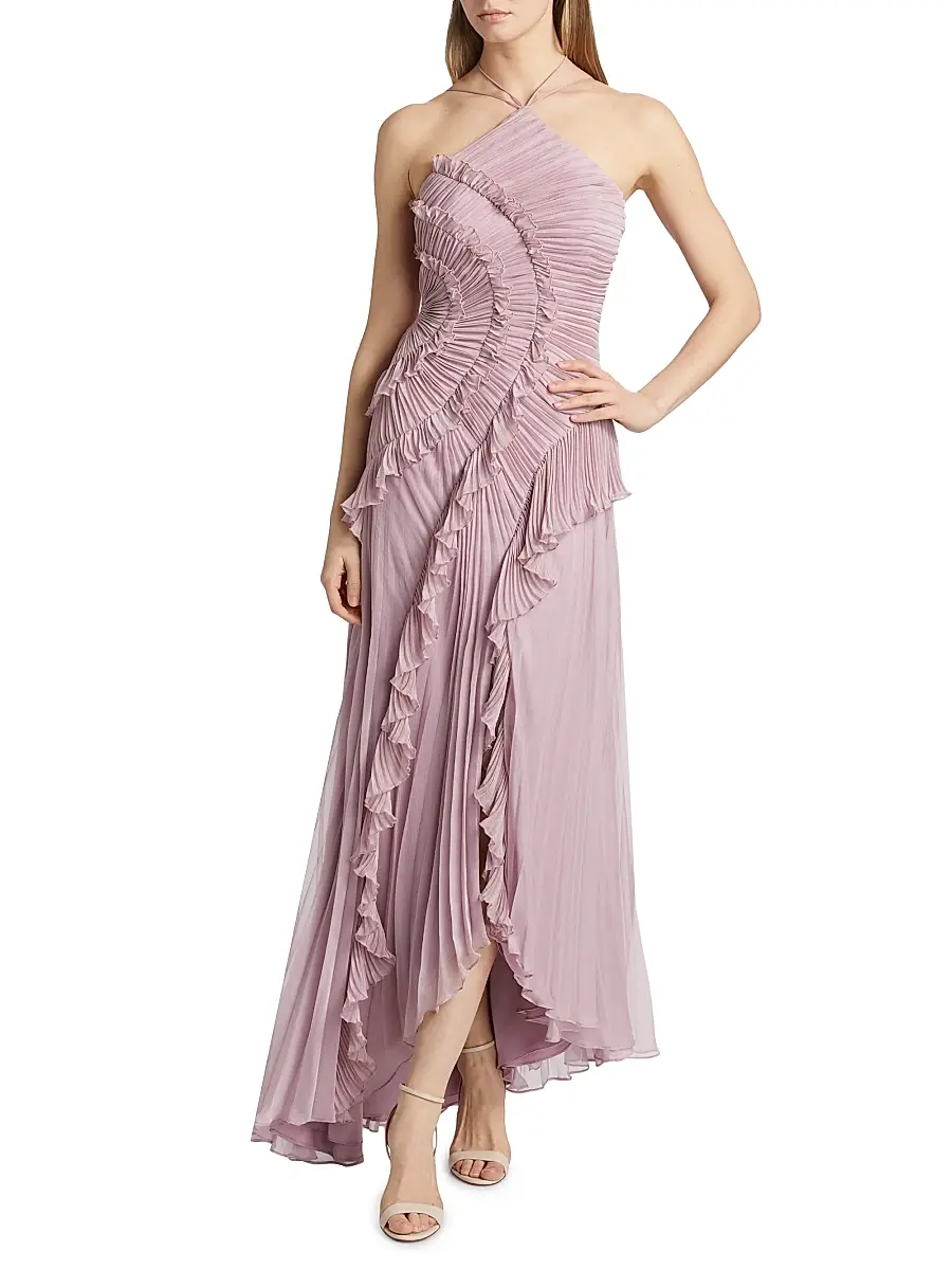 Amur Women's Lorelie Ruffle Halterneck Gown | Thumbnail 3 Amur Women's Lorelie Ruffle Halterneck Gown | Thumbnail 3