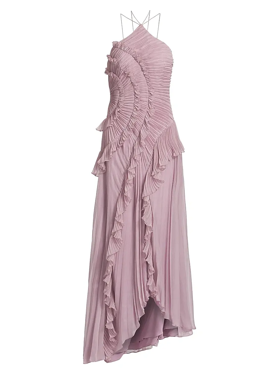 Amur Women's Lorelie Ruffle Halterneck Gown - Water Hyacinth - Size 14 | Image 1 Amur Women's Lorelie Ruffle Halterneck Gown - Water Hyacinth - Size 14 | Image 1