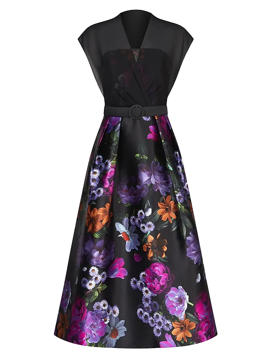 Kay Unger Women's Brigid Peony Bouquet Print Cocktail Dress - Raven Boysenberry - Size 4 | Image 1 Kay Unger Women's Brigid Peony Bouquet Print Cocktail Dress - Raven Boysenberry - Size 4 | Image 1