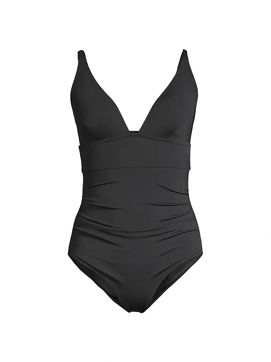 Change of Scenery Women's Niki V-Neck One-Piece Swimsuit - Black | Image 1 Change of Scenery Women's Niki V-Neck One-Piece Swimsuit - Black | Image 1