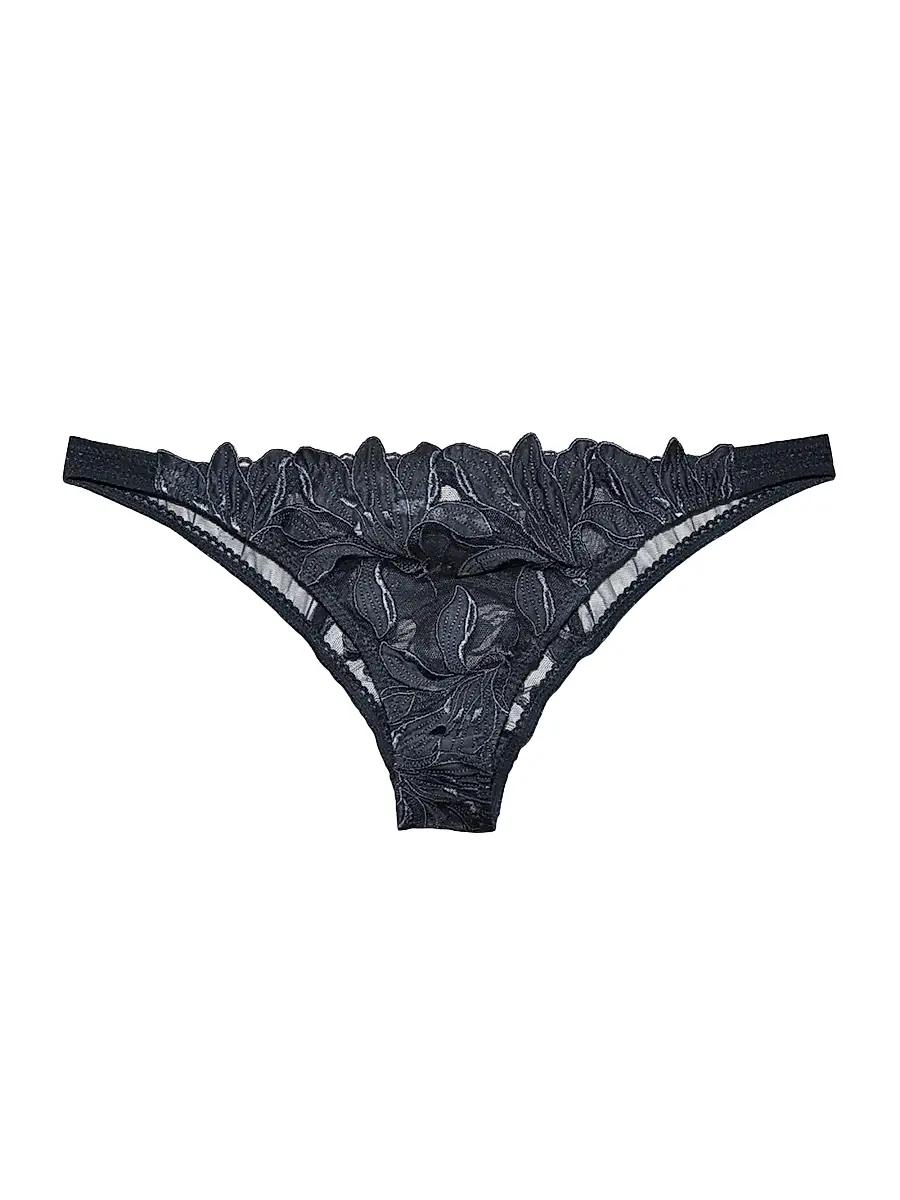 Fleur du Mal Women's Lily Lace Cheeky Brief - Black | Image 1 Fleur du Mal Women's Lily Lace Cheeky Brief - Black | Image 1