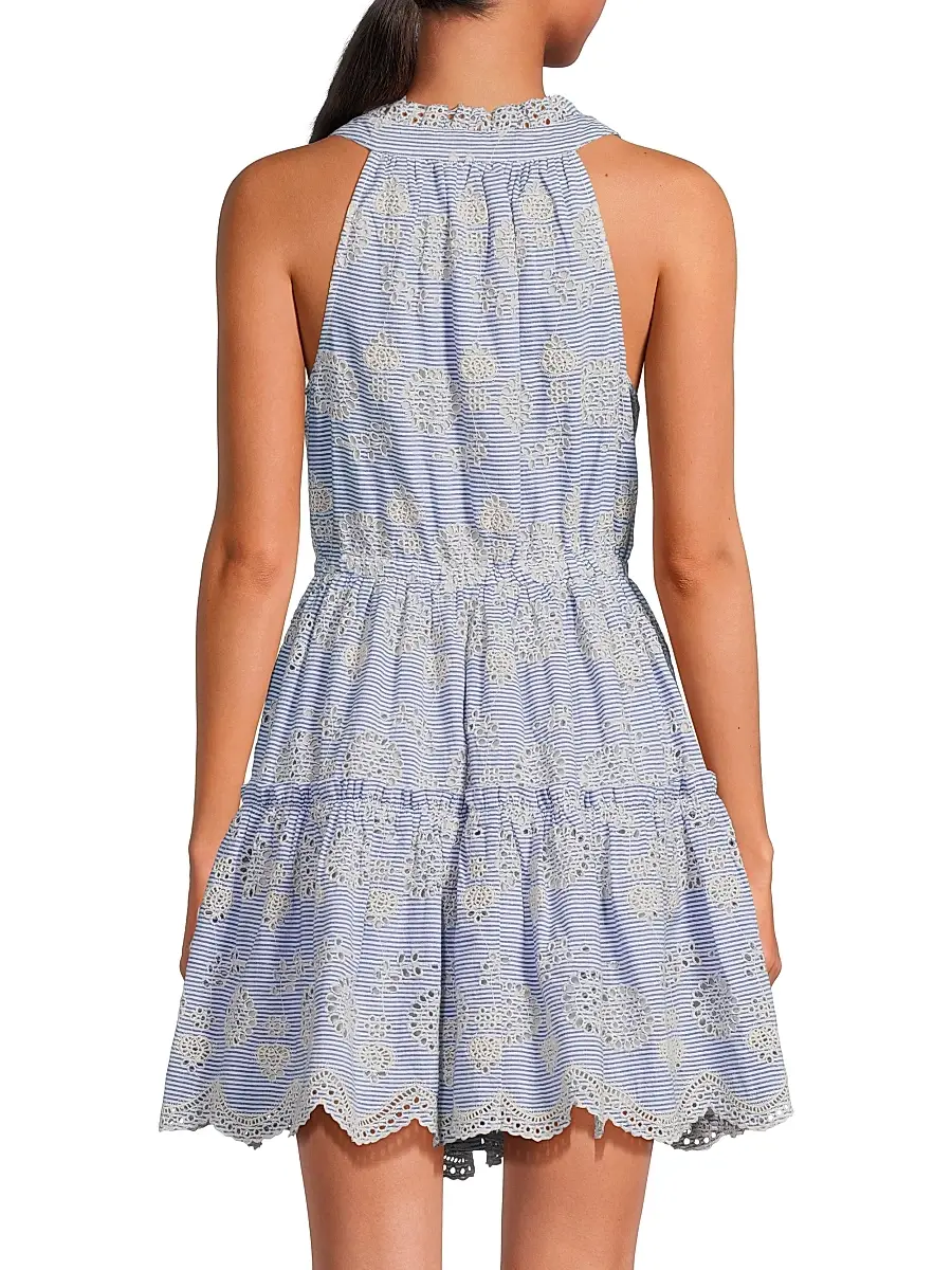 Change of Scenery Women's Charlotte Embroidered Striped Cotton Midi-Dress | Thumbnail 5 Change of Scenery Women's Charlotte Embroidered Striped Cotton Midi-Dress | Thumbnail 5