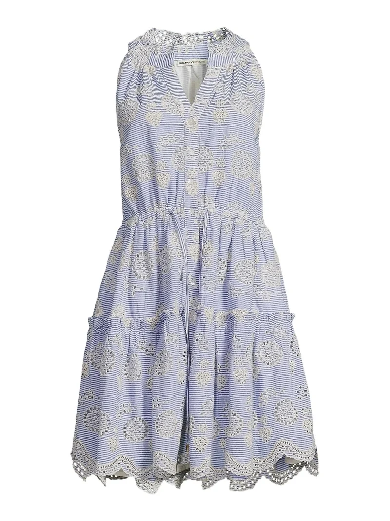 Women's Charlotte Embroidered Striped Cotton Midi-Dress