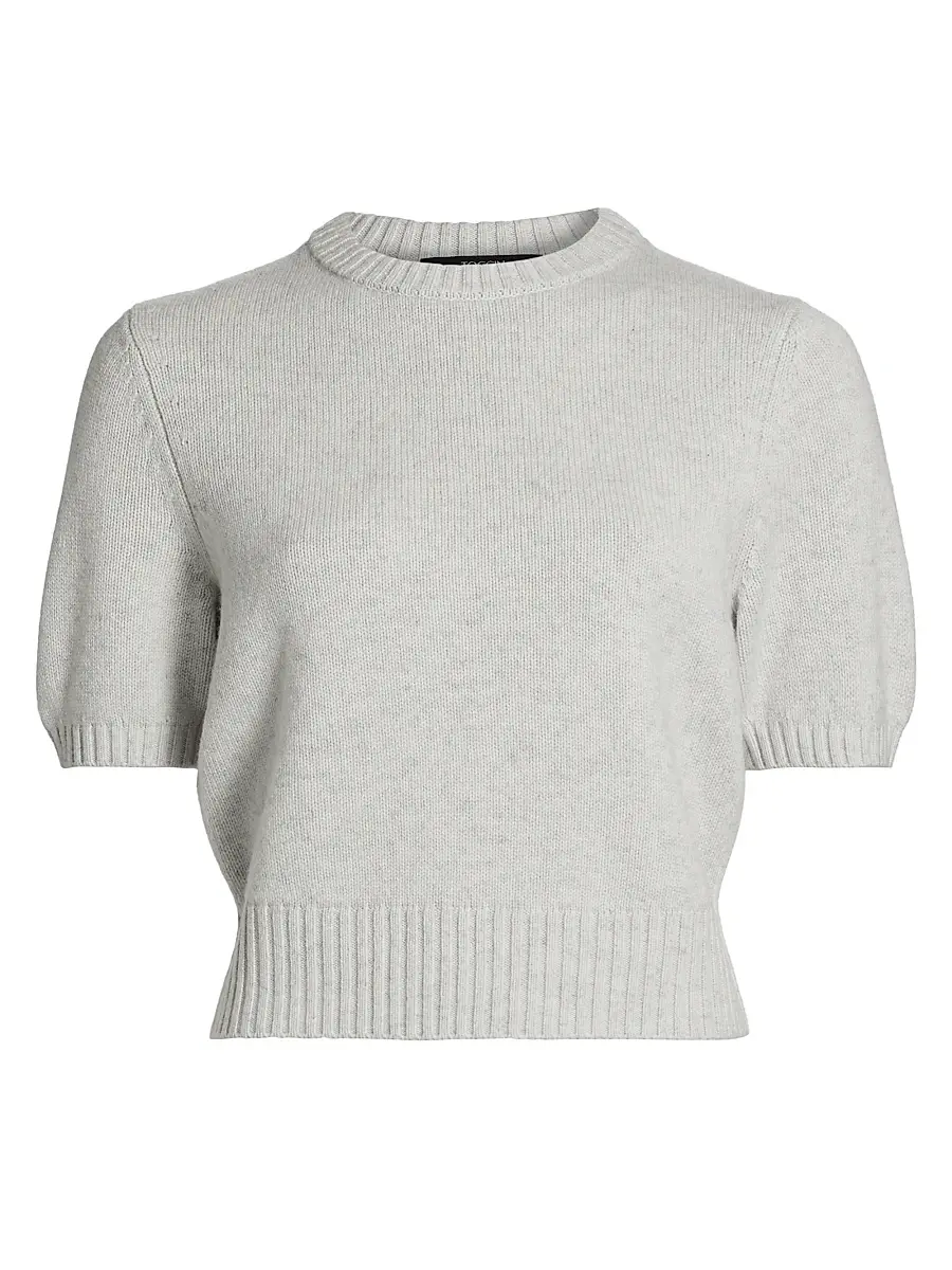 Toccin Women's Elsie Wool-Cashmere Short-Sleeve Sweater - Soft Grey - Size XL | Image 1 Toccin Women's Elsie Wool-Cashmere Short-Sleeve Sweater - Soft Grey - Size XL | Image 1