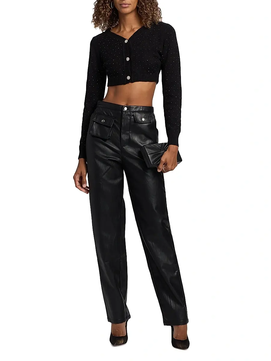 Mariandree Gaitan Women's Julie Rib-Knit Studded Crop Cardigan | Thumbnail 2 Mariandree Gaitan Women's Julie Rib-Knit Studded Crop Cardigan | Thumbnail 2