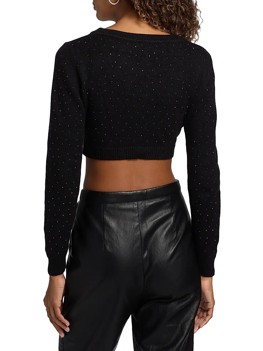 Mariandree Gaitan Women's Julie Rib-Knit Studded Crop Cardigan | Thumbnail 5 Mariandree Gaitan Women's Julie Rib-Knit Studded Crop Cardigan | Thumbnail 5