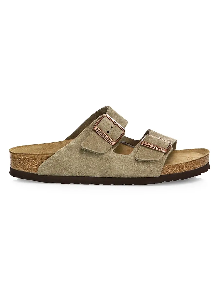 Birkenstock Women's Arizona Suede Double-Strap Sandals - Taupe | Image 1 Birkenstock Women's Arizona Suede Double-Strap Sandals - Taupe | Image 1
