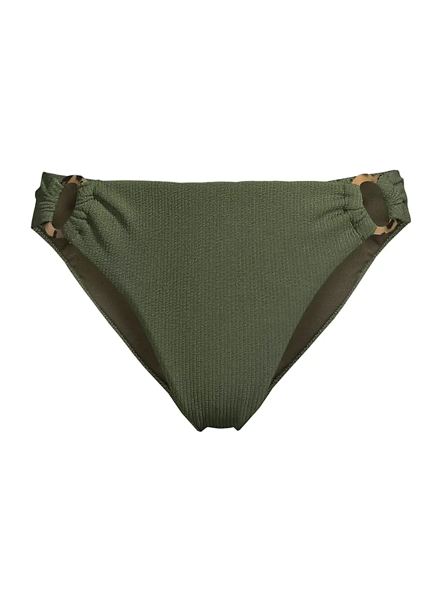 Change of Scenery Women's Ring Trim Textured Bikini Bottom - Olive Texture - Size XS | Image 1 Change of Scenery Women's Ring Trim Textured Bikini Bottom - Olive Texture - Size XS | Image 1