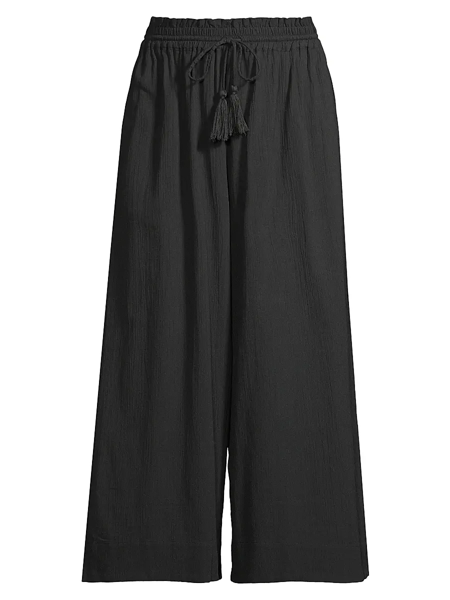 Change of Scenery Women's Brooke Wide-Leg Cotton Drawstring Pants - Black - Size XS | Image 1 Change of Scenery Women's Brooke Wide-Leg Cotton Drawstring Pants - Black - Size XS | Image 1