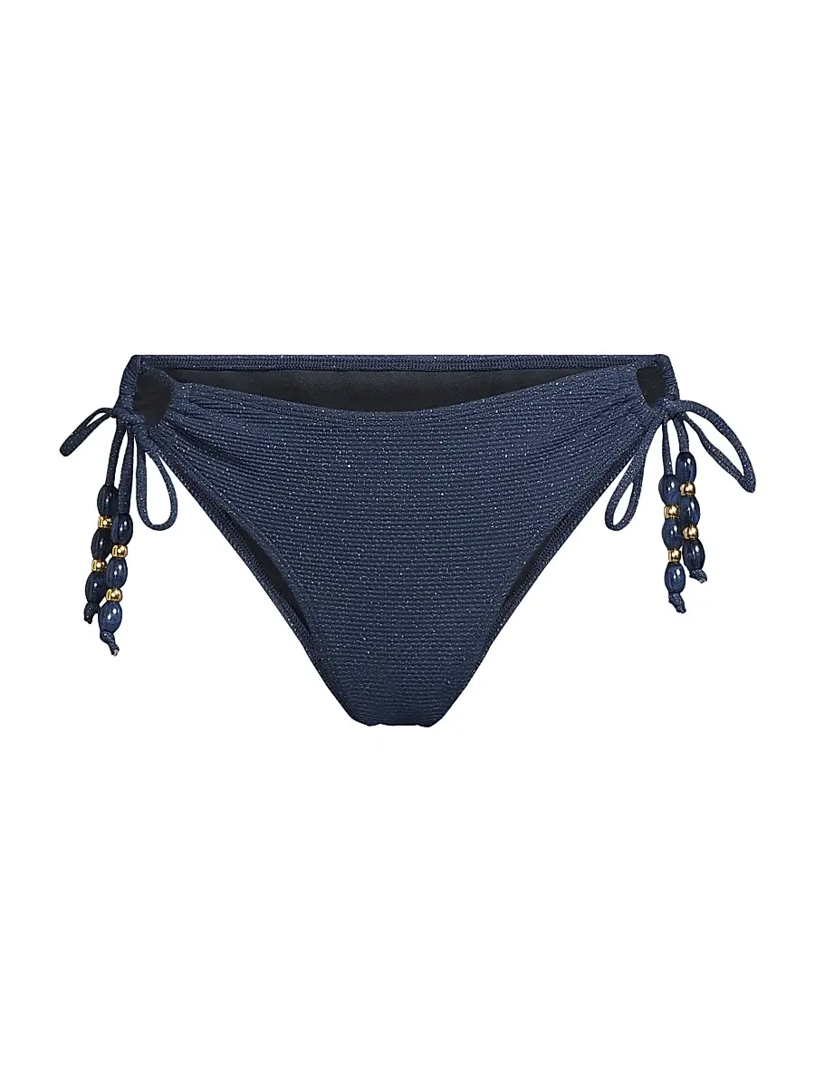 Change of Scenery Women's Taryn Side-Tie Bikini Bottom - Marine Blue Metallic - Size XS | Image 1 Change of Scenery Women's Taryn Side-Tie Bikini Bottom - Marine Blue Metallic - Size XS | Image 1