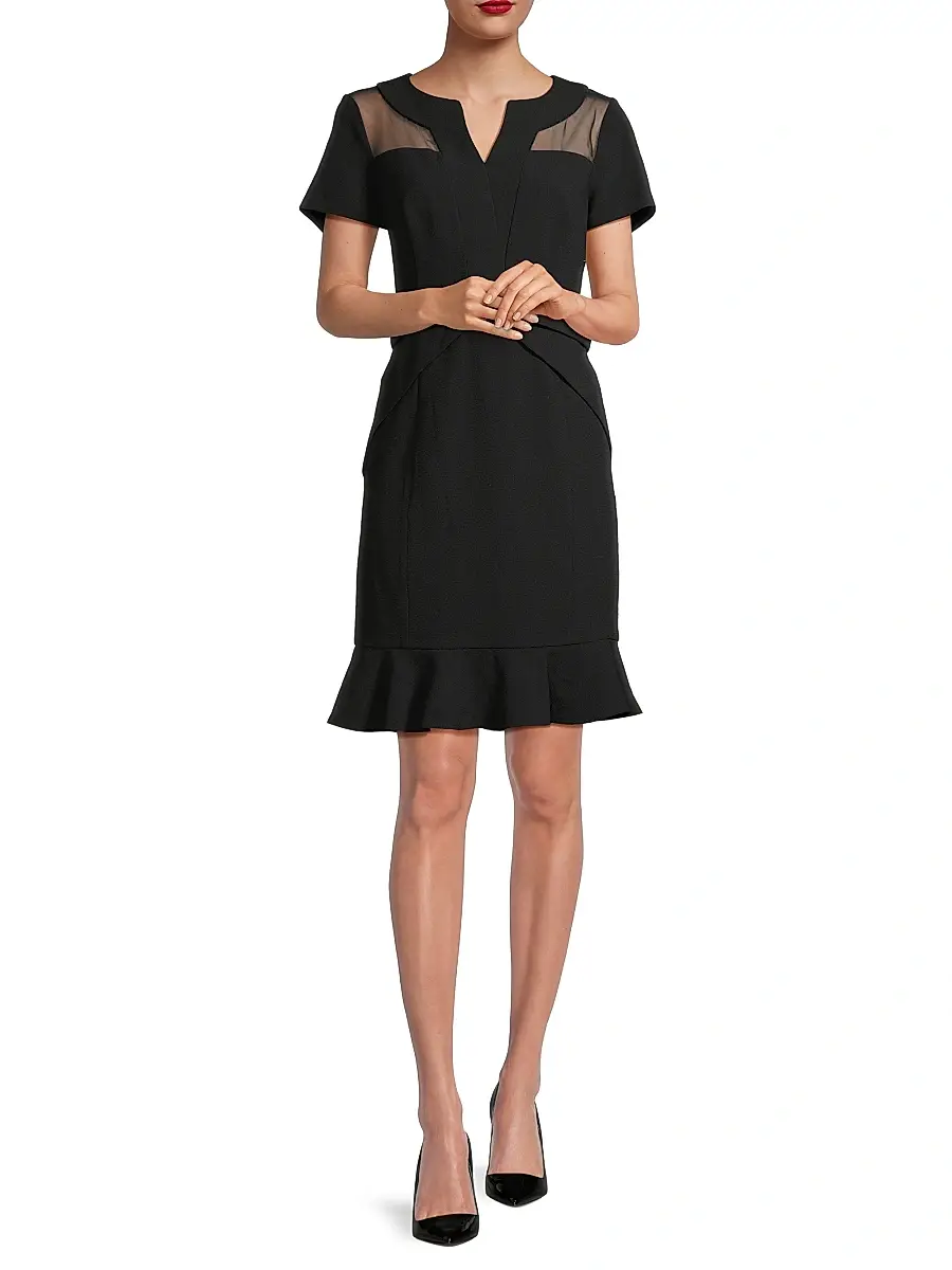 Shani Women's Flounce Crepe & Silk Sheath Dress | Thumbnail 2