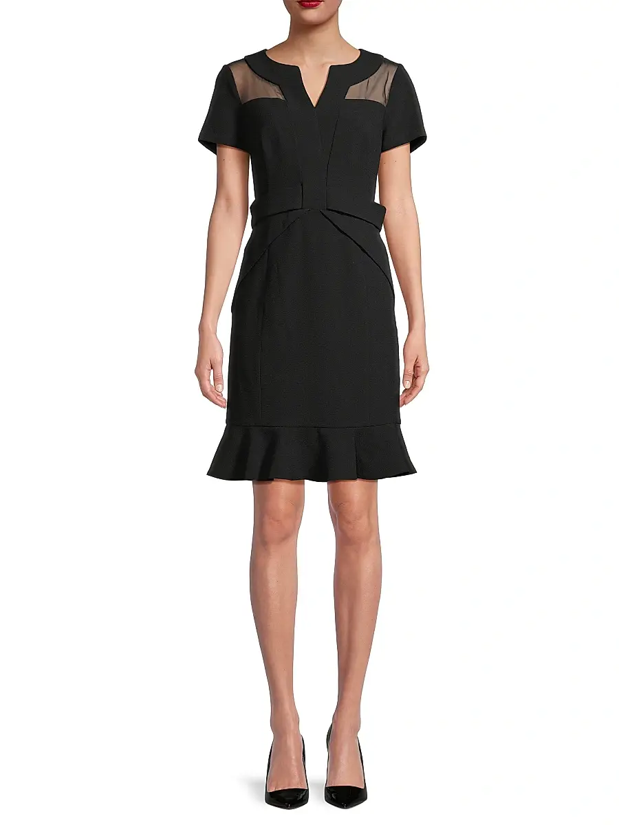 Shani Women's Flounce Crepe & Silk Sheath Dress | Thumbnail 3