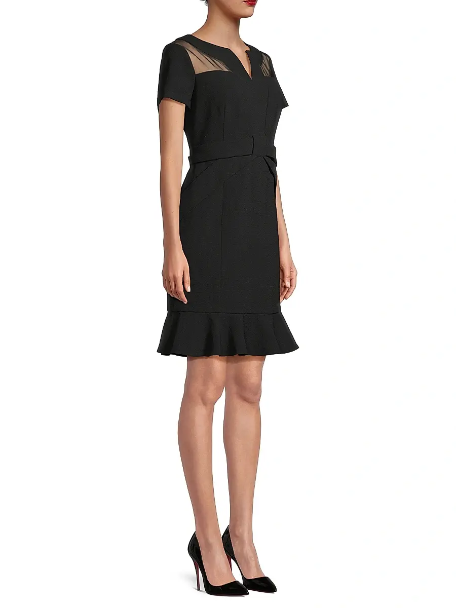 Shani Women's Flounce Crepe & Silk Sheath Dress | Thumbnail 4