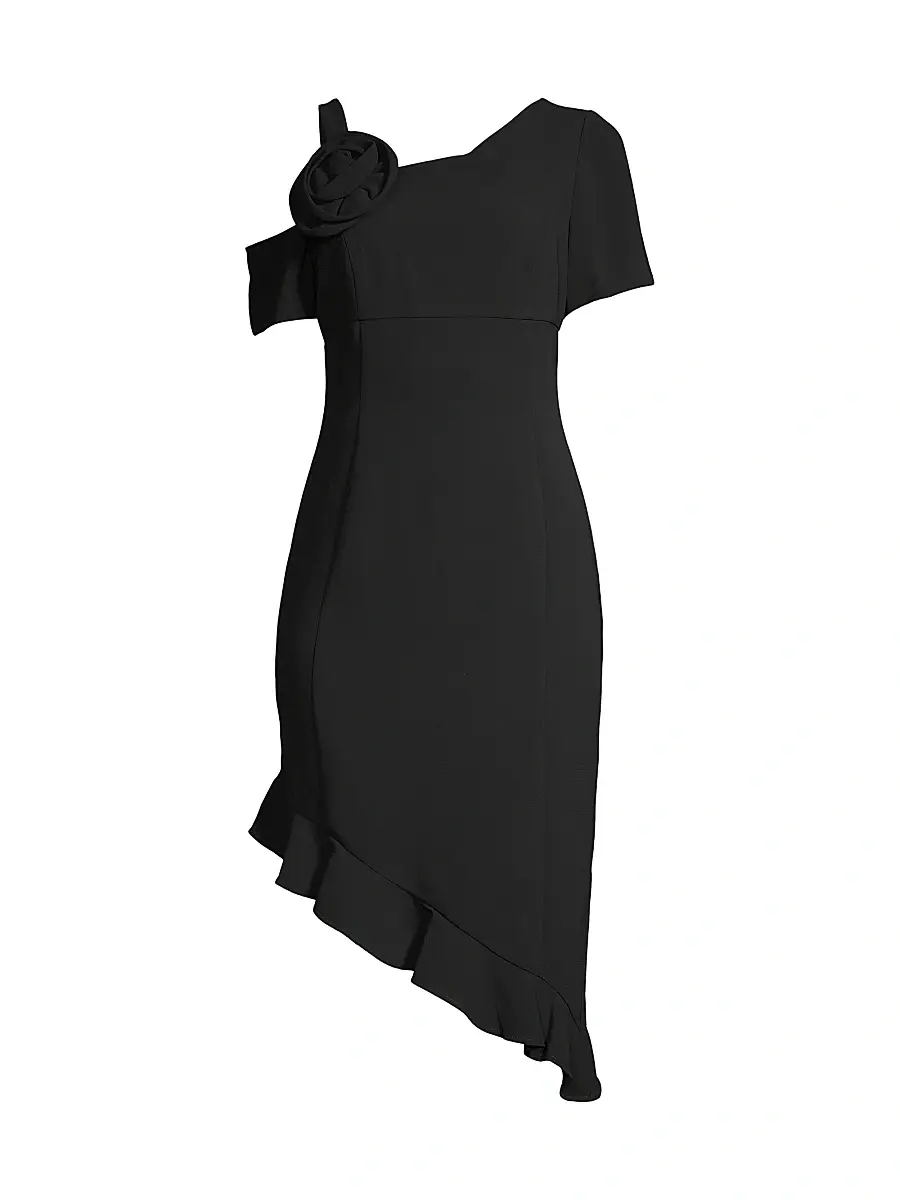 Shani Women's Asymmetric Ruffled Sheath Dress - Black | Image 1 Shani Women's Asymmetric Ruffled Sheath Dress - Black | Image 1