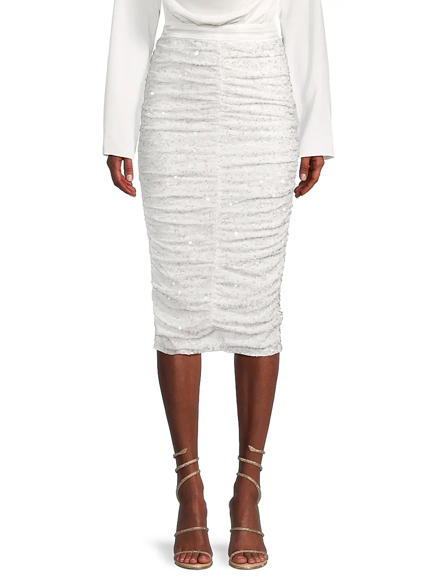 Line & Dot Women's Estrella Sequin Ruched Pencil Skirt | Thumbnail 3 Line & Dot Women's Estrella Sequin Ruched Pencil Skirt | Thumbnail 3