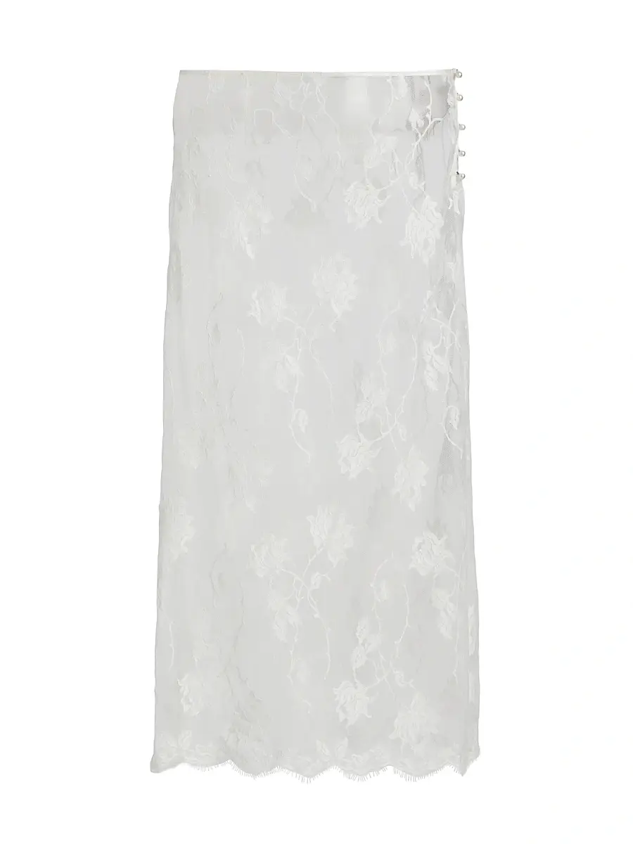 Kiki de Montparnasse Women's Dominique Floral Lace Cotton-Silk Midi-Skirt