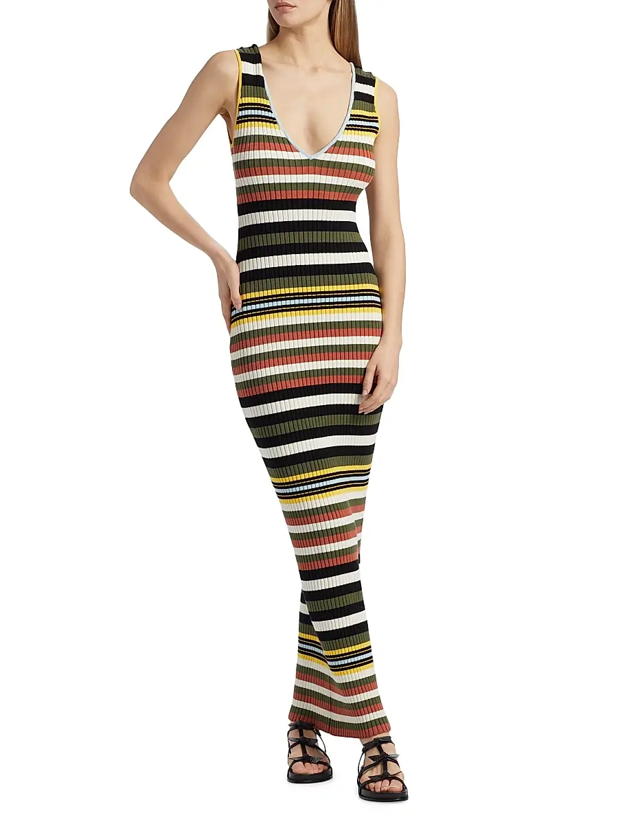 Toccin Women's Bowie Striped V-Neck Midi-Dress | Thumbnail 3 Toccin Women's Bowie Striped V-Neck Midi-Dress | Thumbnail 3