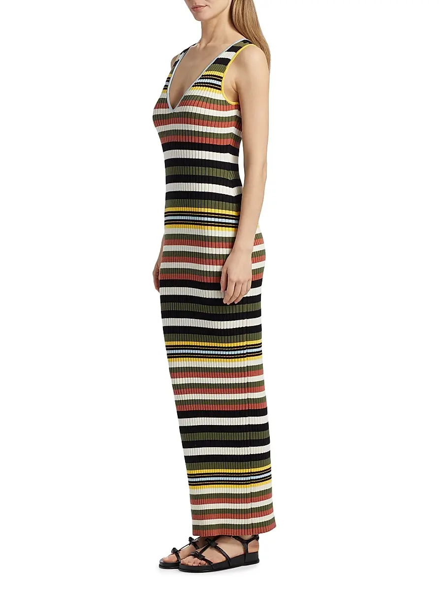 Toccin Women's Bowie Striped V-Neck Midi-Dress | Thumbnail 4 Toccin Women's Bowie Striped V-Neck Midi-Dress | Thumbnail 4