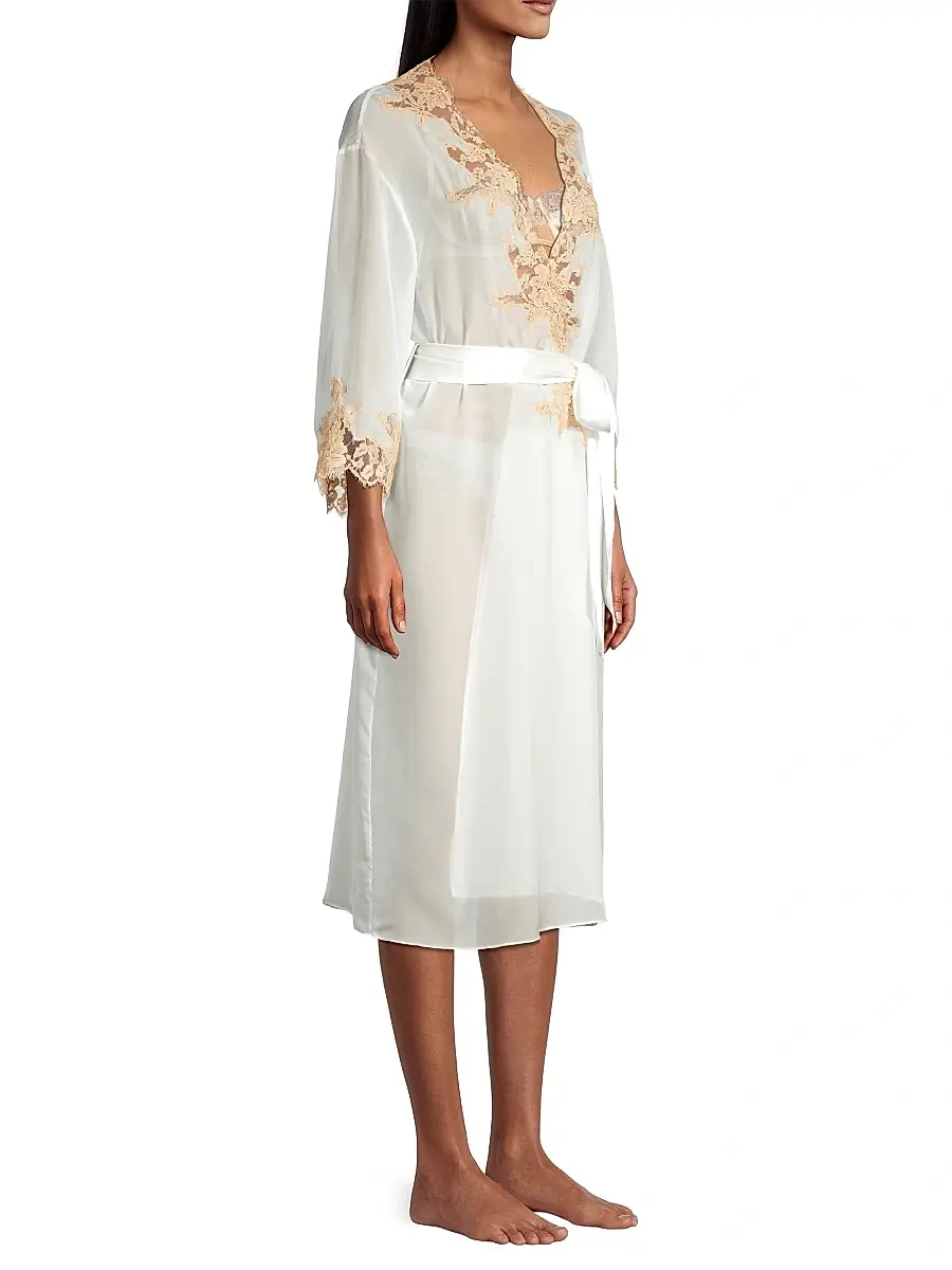 Kiki de Montparnasse Women's Orchid Silk & Lace Robe | Thumbnail 4 Kiki de Montparnasse Women's Orchid Silk & Lace Robe | Thumbnail 4