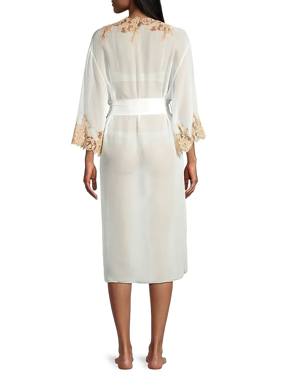 Kiki de Montparnasse Women's Orchid Silk & Lace Robe | Thumbnail 5 Kiki de Montparnasse Women's Orchid Silk & Lace Robe | Thumbnail 5