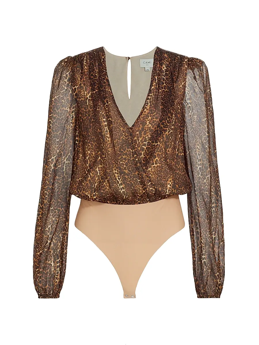 Cami NYC Women's Isa Leopard Silk Bodysuit - Animal Print | Image 1 Cami NYC Women's Isa Leopard Silk Bodysuit - Animal Print | Image 1