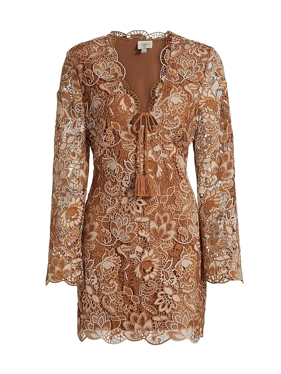 Cami NYC Women's Madeira Crochet Minidress - Brown | Image 1 Cami NYC Women's Madeira Crochet Minidress - Brown | Image 1
