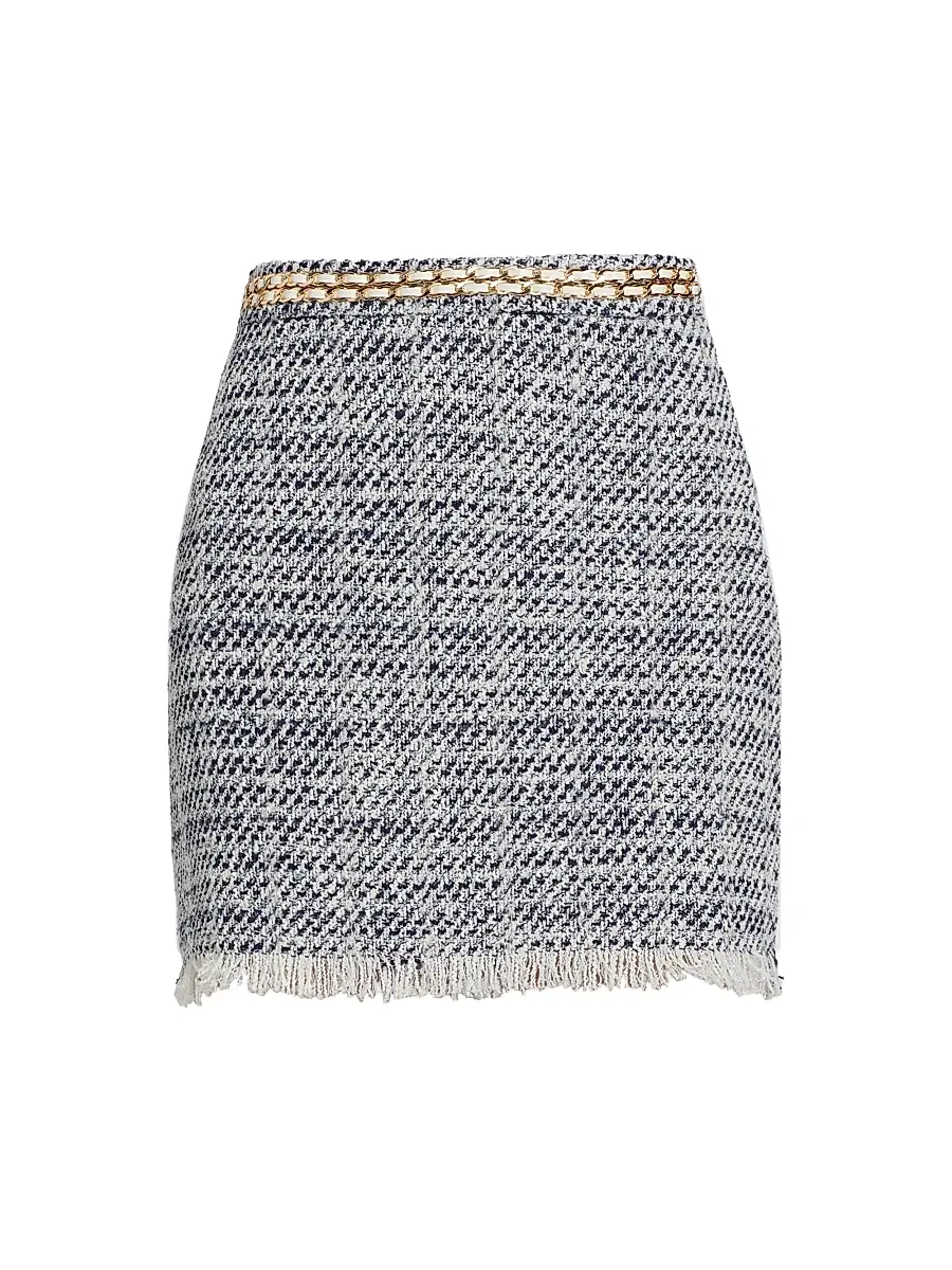 Generation Love Women's Chainlink Tweed Miniskirt - White Indigo | Image 1 Generation Love Women's Chainlink Tweed Miniskirt - White Indigo | Image 1