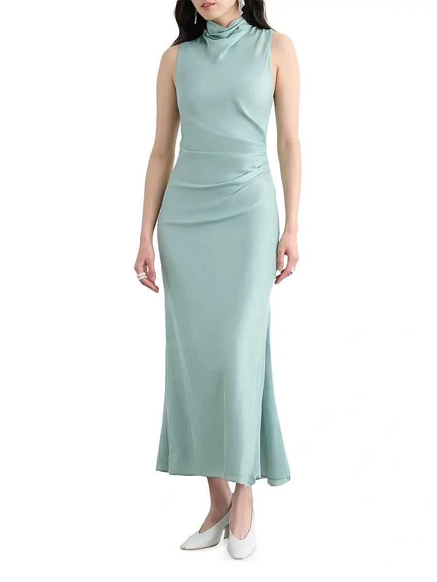 Toccin Women's Koralie Draped Bias-Cut Midi-Dress | Thumbnail 2