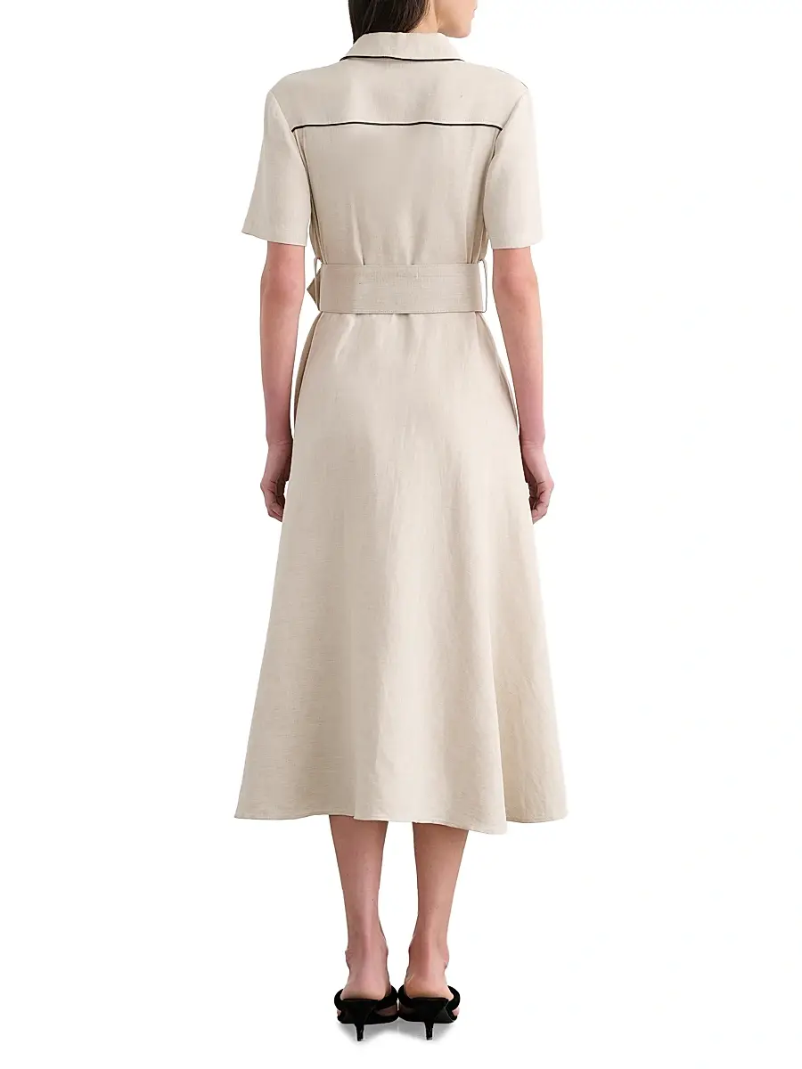 Toccin Women's Jean Linen-Blend Midi-Shirtdress | Thumbnail 5