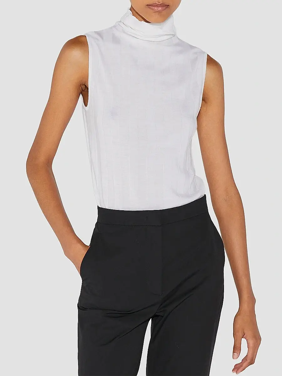 CALLAS MILANO Women's Romy Sleeveless Turtleneck Sweater in Merino Wool Rib | Thumbnail 2