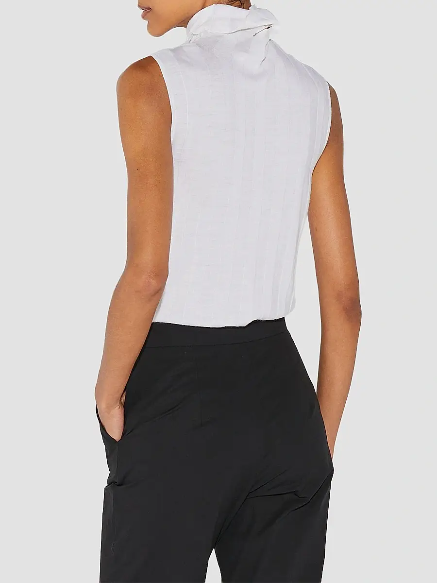 CALLAS MILANO Women's Romy Sleeveless Turtleneck Sweater in Merino Wool Rib | Thumbnail 3