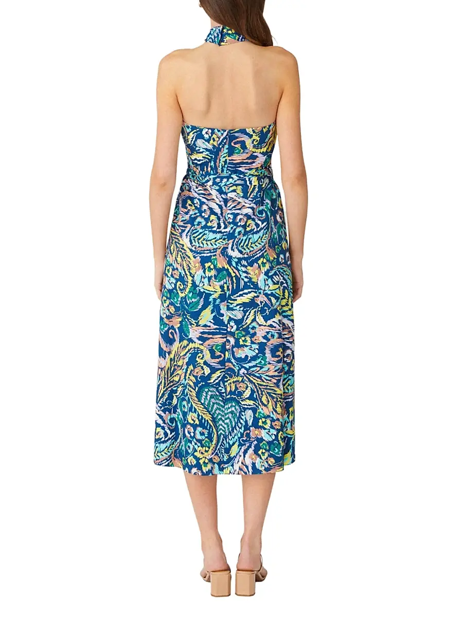 Shoshanna Women's Beekman Paisley Halter Midi-Dress | Thumbnail 3 Shoshanna Women's Beekman Paisley Halter Midi-Dress | Thumbnail 3