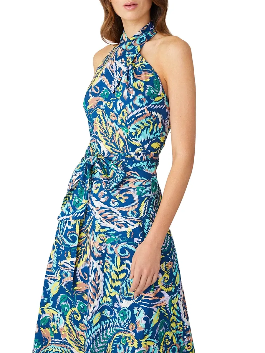 Shoshanna Women's Beekman Paisley Halter Midi-Dress | Thumbnail 4 Shoshanna Women's Beekman Paisley Halter Midi-Dress | Thumbnail 4