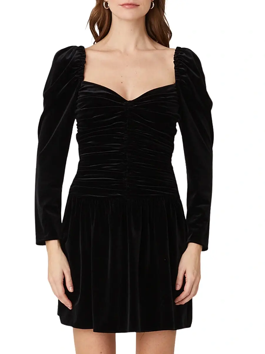 Shoshanna Women's Mari Ruched Velvet Minidress | Thumbnail 3 Shoshanna Women's Mari Ruched Velvet Minidress | Thumbnail 3