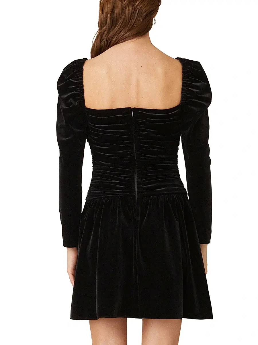 Shoshanna Women's Mari Ruched Velvet Minidress | Thumbnail 4 Shoshanna Women's Mari Ruched Velvet Minidress | Thumbnail 4