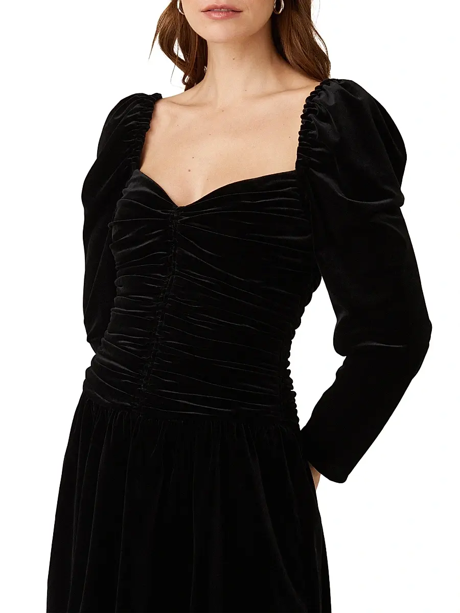 Shoshanna Women's Mari Ruched Velvet Minidress | Thumbnail 5 Shoshanna Women's Mari Ruched Velvet Minidress | Thumbnail 5